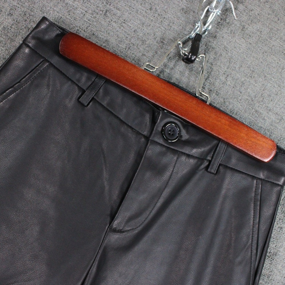 Molly Bracken Womens XS Faux Leather Straight Leg Pants Black Pockets Casual